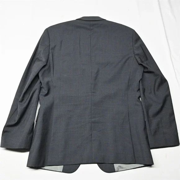 Hugo Boss 40R Gray Glenn Check Paolini/Movio‎ USA Made Sport Coat Suit Jacket